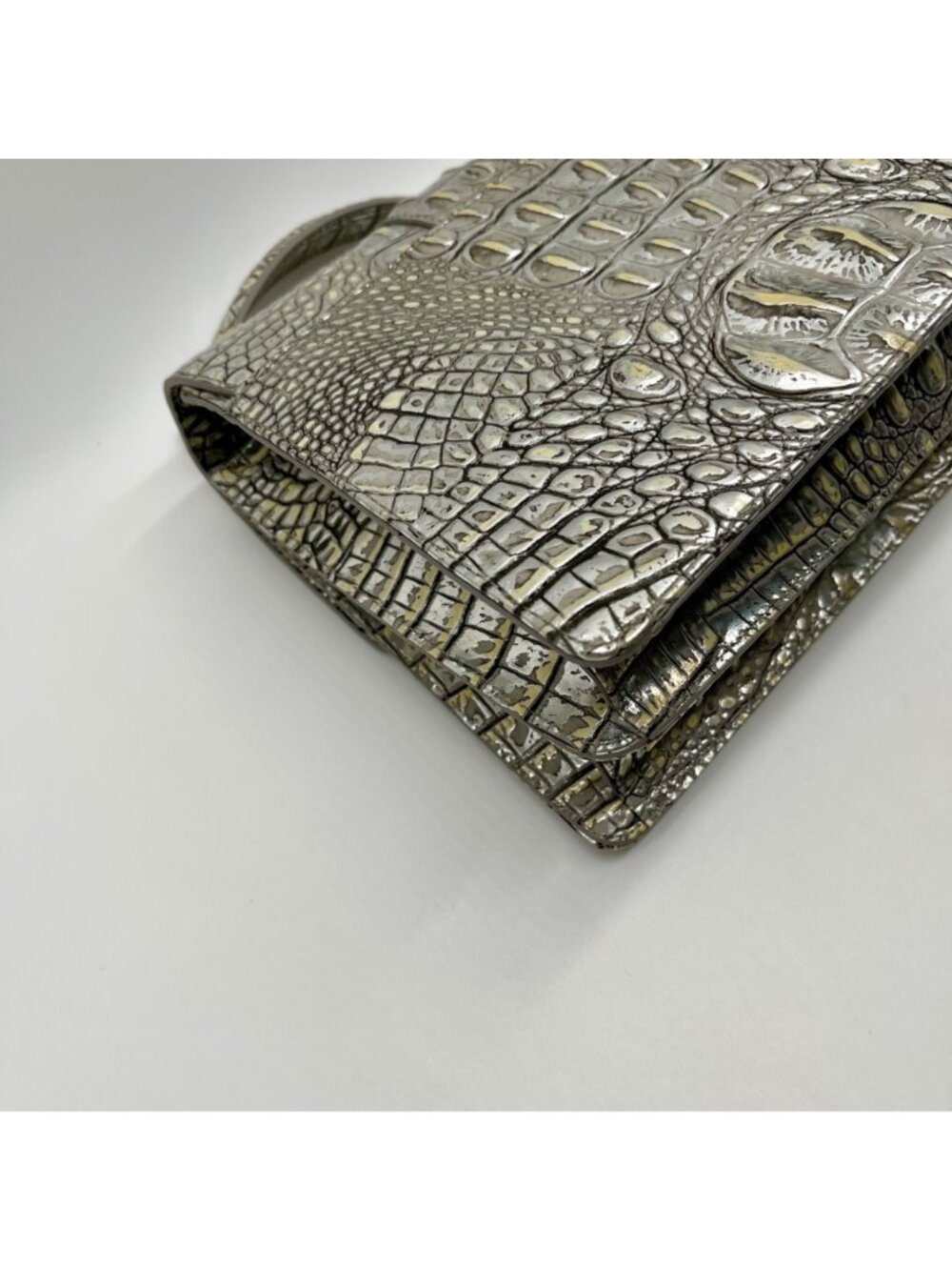 Brahmin Chrome Leather Small Hallie Satchel Bag - Picture 9 of 11
